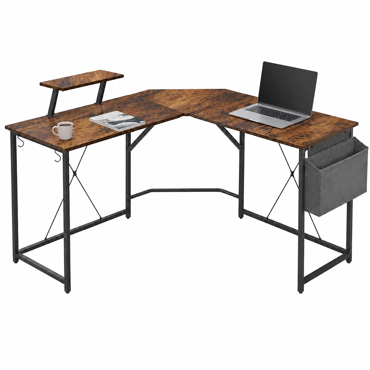 Lina® Bureau - Computertafel - Bureautafel - Computerbureau - Vintage Hoekbureau - 130x130x75cm