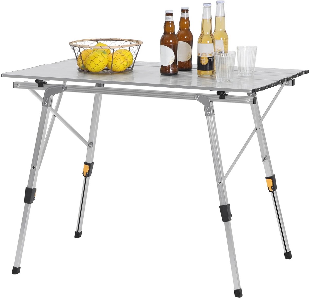 RosaBloom campingtafel - Kampeertafel - Reistafel - Opvouwbaar - In hoogte verstelbaar - 90x52,2x72 cm - Aluminium - Zilver