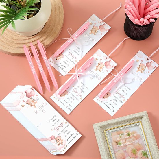 Doop Bedankjes - Gastgeschenken - Babyshower Decoratie - Teddybeer Thema - 30 Stuks - Roze — afbeelding 5