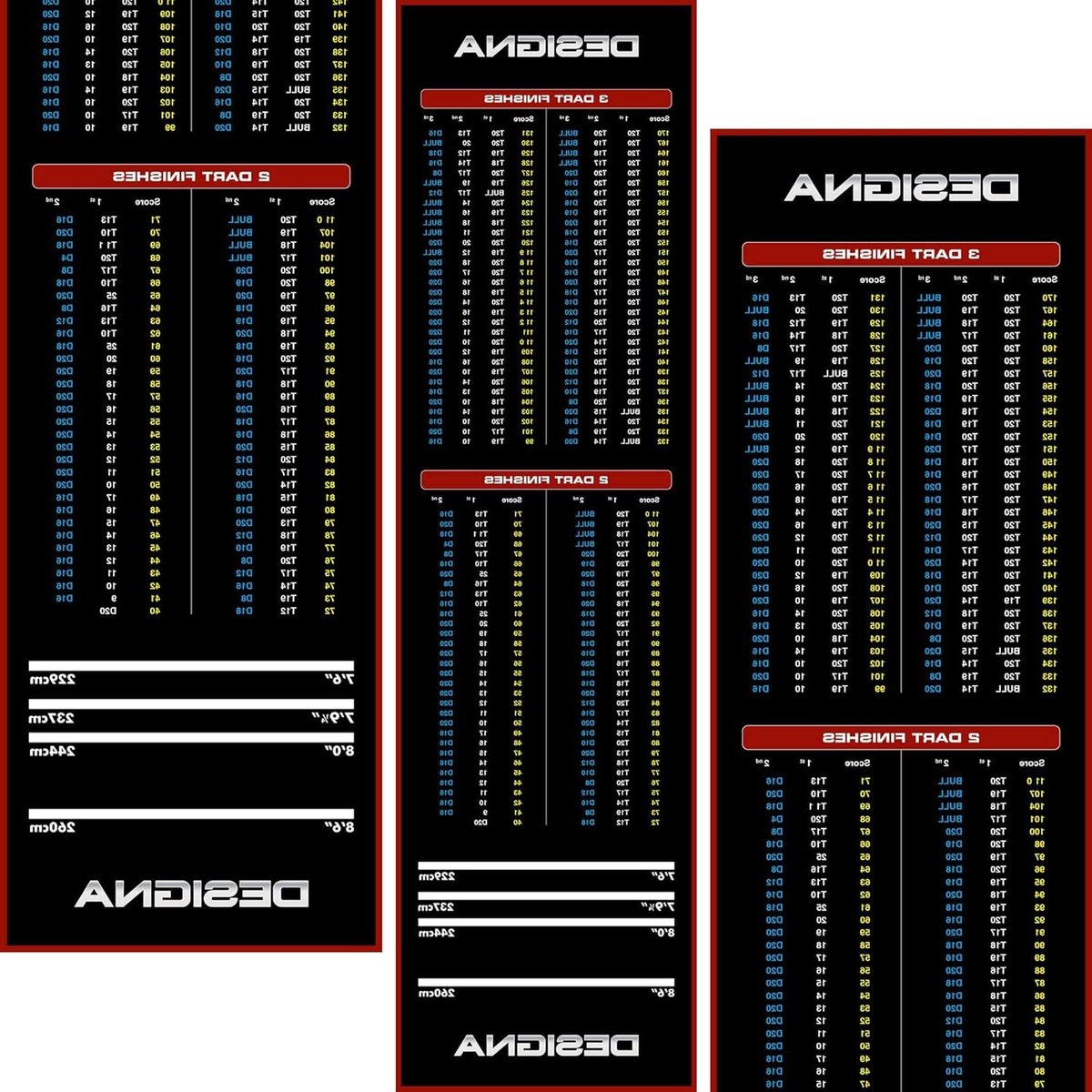 Dart Mat - Vloer Beschermer - Darts Spelen - Checkout Ontwerp - 290x80cm - Rood