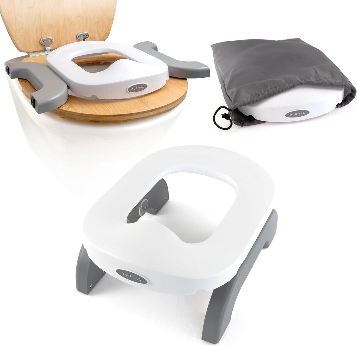 Draagbaar Potje - Reis Potje - Kind Zindelijk Maken - 3-in-1 Functie - Compact Opvouwbaar - Grijs