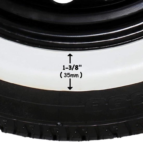 Portawall Band Covers - Whitewall Inserts - Golfkar Uiterlijk - Set van 4 Stuks - 12 Inch Banden - Wit — afbeelding 2