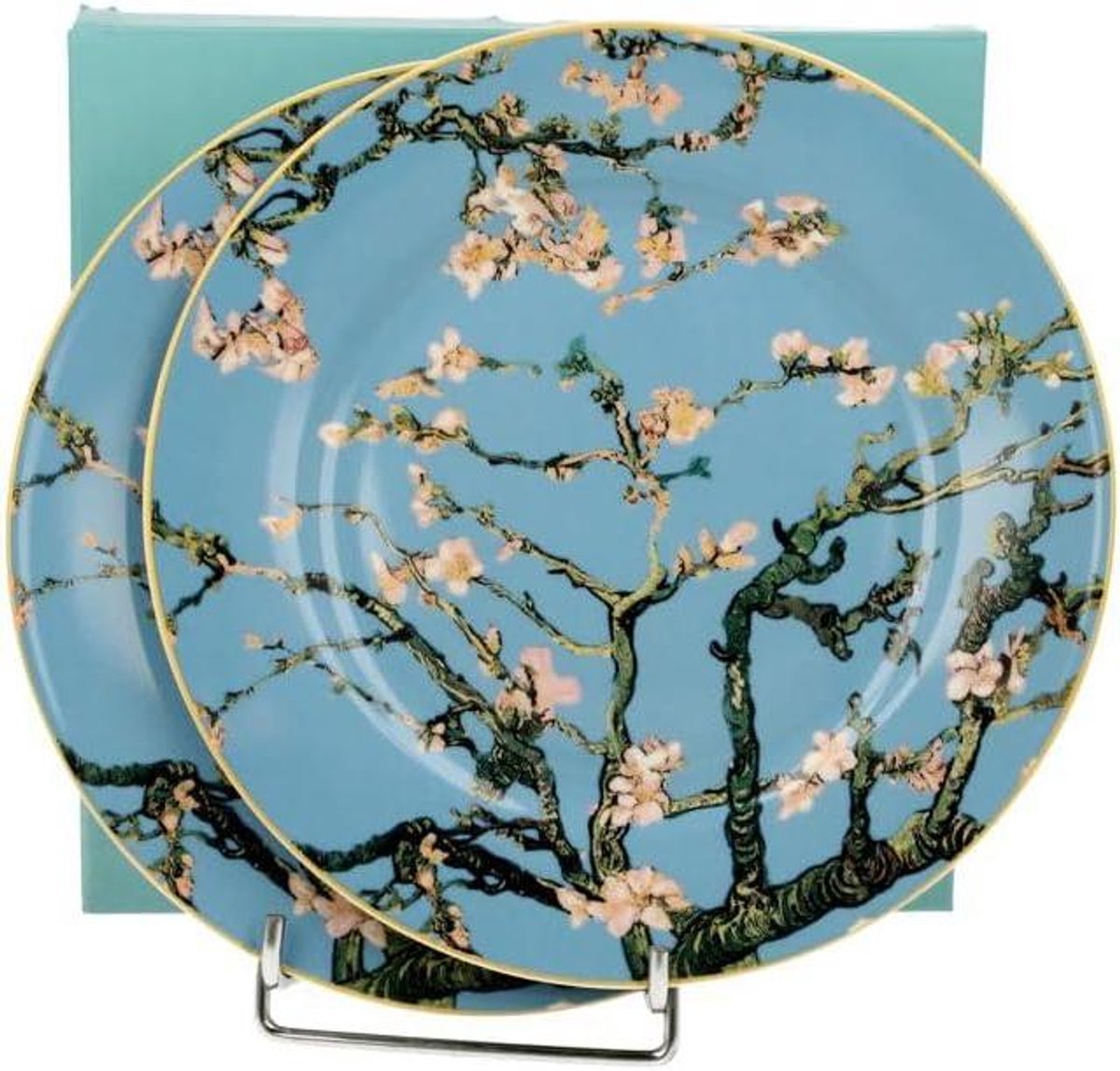 Taartborden Set - Dessertborden - Taart Serveren - Van Gogh Ontwerp - 19 cm - Wit Blauw