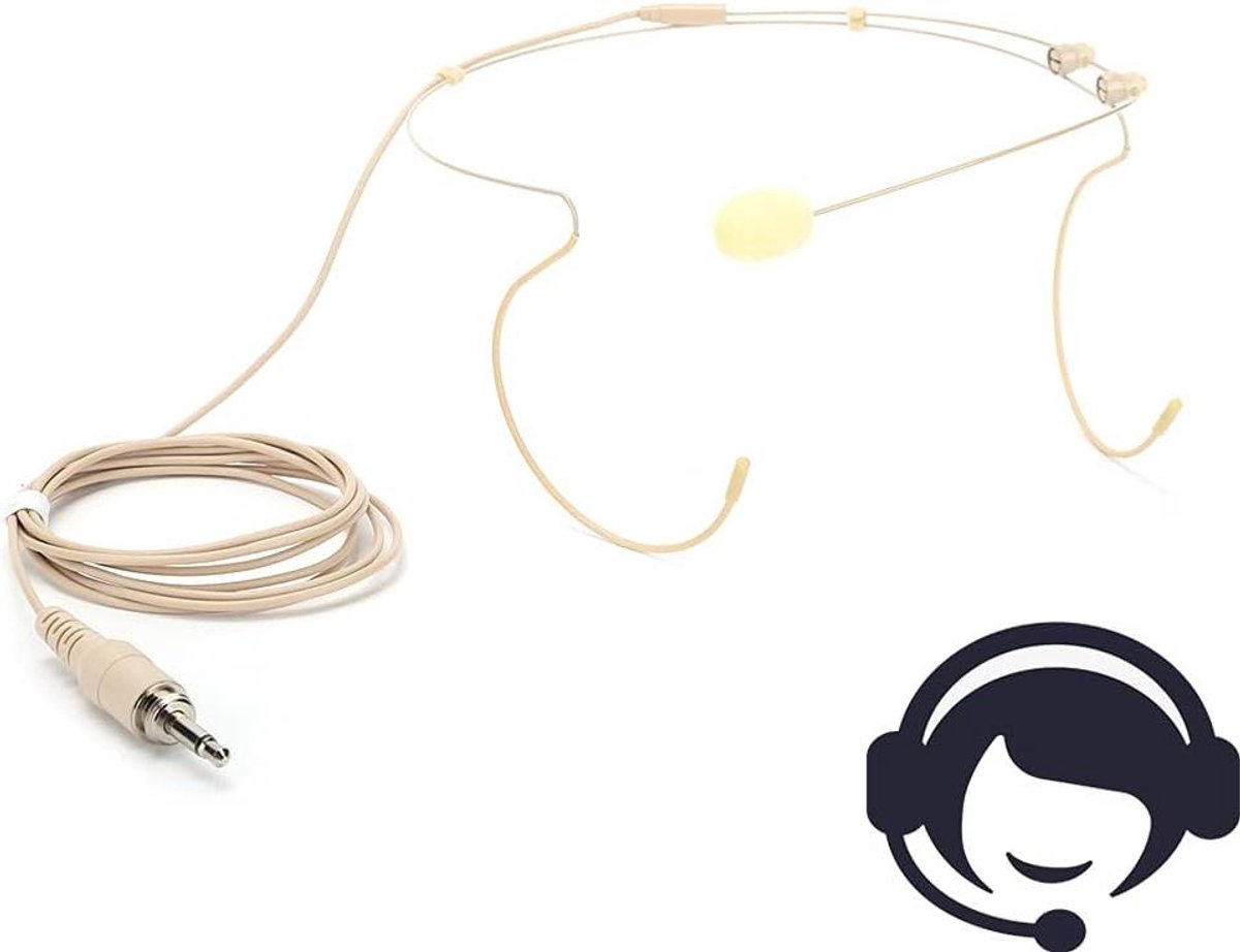 Headset Microfoon - Oorhaak Condensator - Professionele Opnames - Omnidirectioneel Polair Patroon - 50 Gram Lichtgewicht - Beige