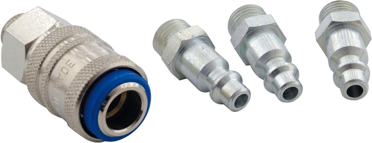 Koppelingsset Lucht - Snelle Koppeling - Gereedschap Aansluiten - Compact Ontwerp - 1/4 Inch - Grijs