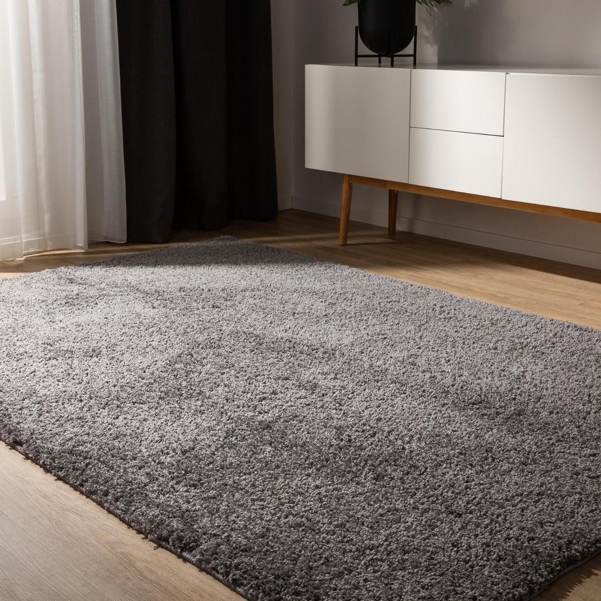 benuta Basic Laagpolig Vloerkleed woonkamer Sohari - Grijs 250x300 cm - Minimalistisch - Z