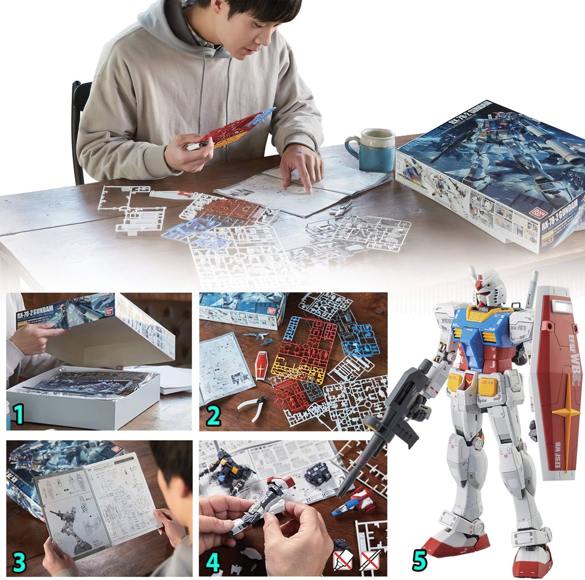Gundam MG 1/100 RX-0 Unicorn Full Psycho Frame Prototype | Mecha Samurai | Robot technic modelbouw | Transformers speelgoed Classic Creator STEM bouwpakket | Expert technisch bouwpakket voor volwassenen (niet compatibel met Revell / lego ) — afbeelding 10