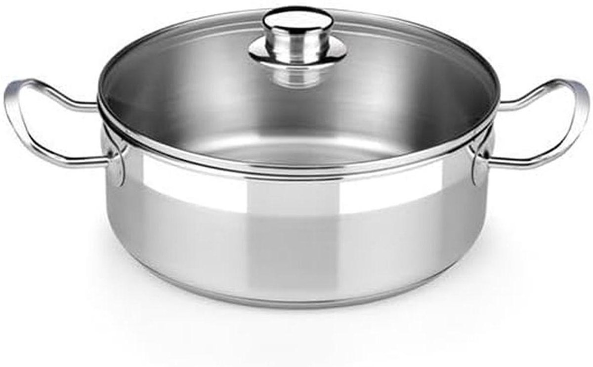 Kookpan RVS - Soeppan - Koken - Professioneel Deksel - 24 cm - Zilverkleurig
