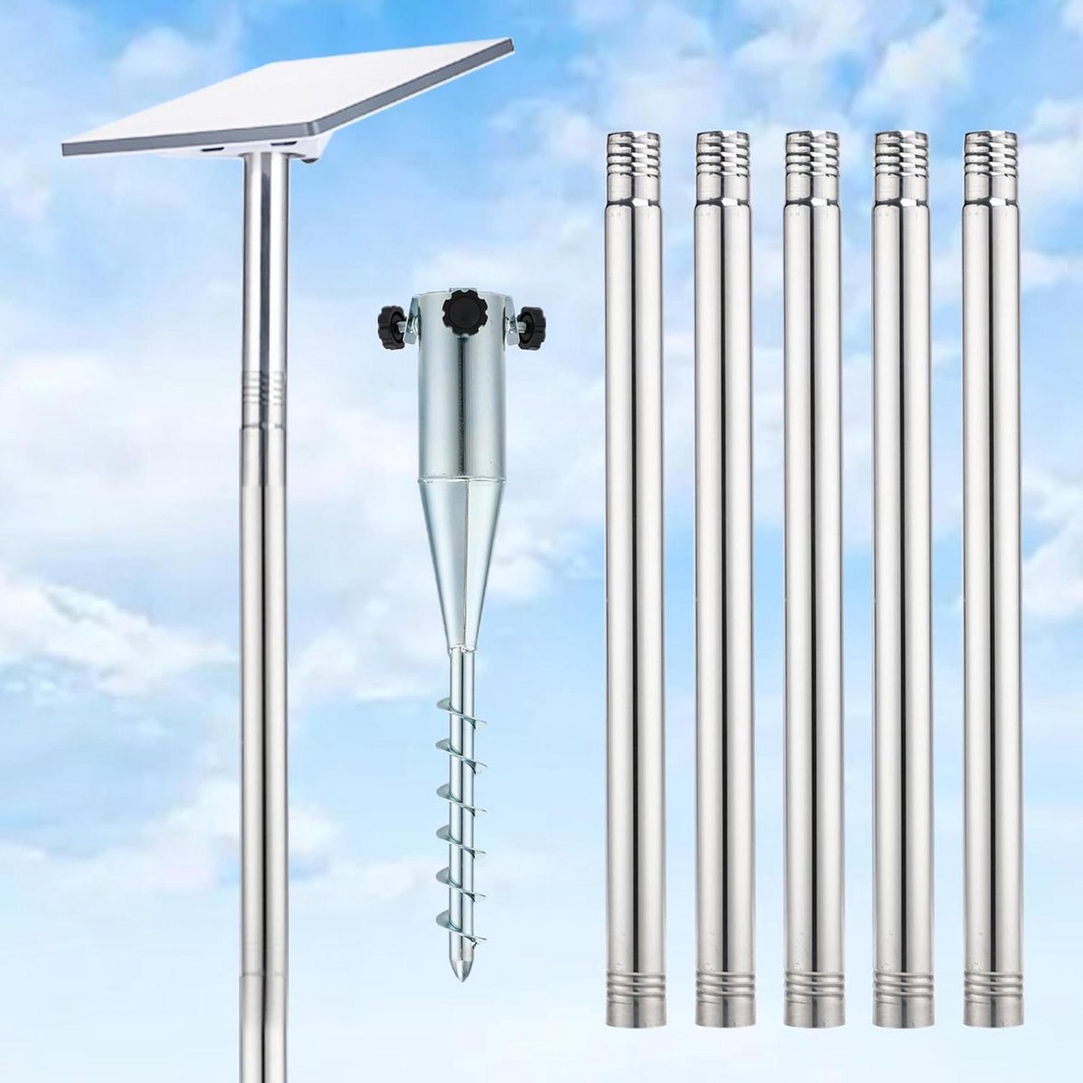 Paalmontage Kit - Antenne Bevestiging - Signaal Optimalisatie - Graafloze Installatie - 150 cm Lengte - Zilver