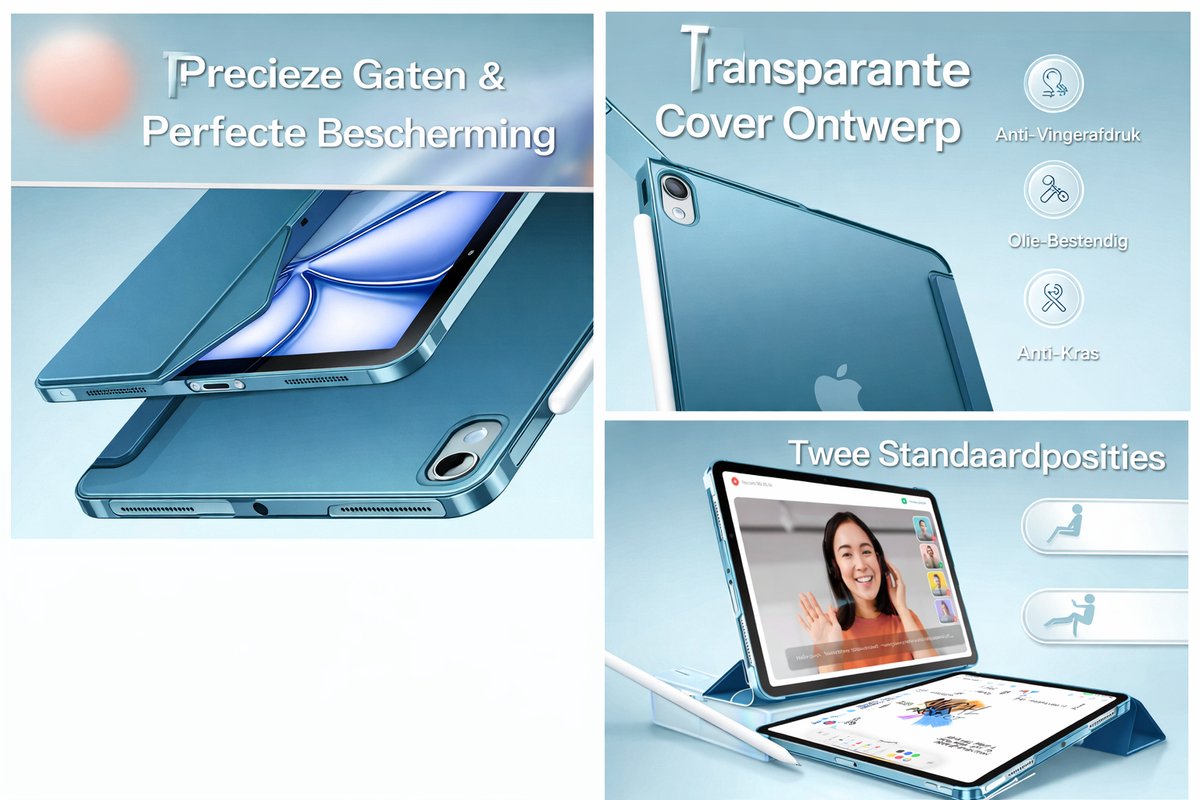 Case voor iPad Air 11 Inch M3/M2 (2025/2024), iPad 5e/4e Generatie 10,9 Inch 2022/2020, Clear Transparant Achterkant Shell Slank Schokbestendig Tablet Hoes Cover, Sterrenlicht
