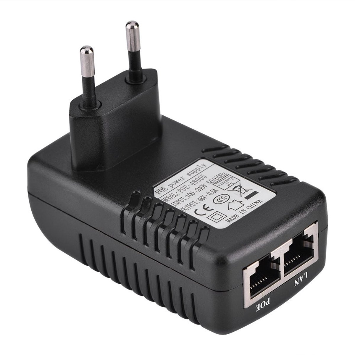 Allecto - POE Injector 48V 0.5A - Ethernet Adapter voor IP Camera en Telefoon (EU Plug)