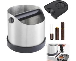 Koffie Uitklopbak - Espresso Bak - Koffiedik Verwijderen - Afneembare Klopbalk - 700 ml Inhoud - Zilver