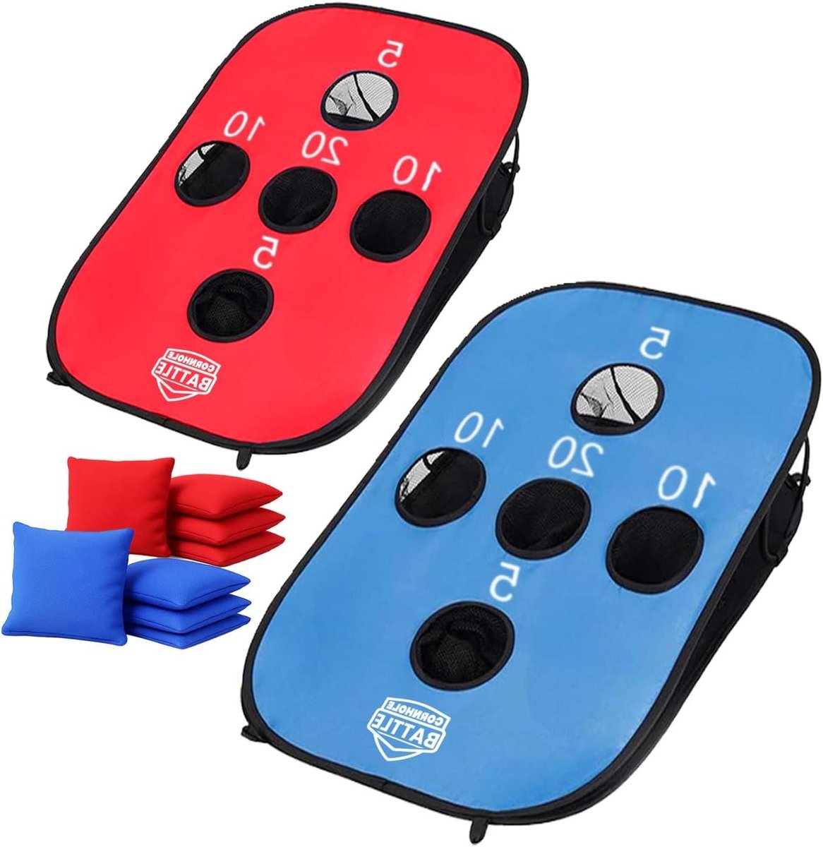 Cornhole Tassen Set - Gooispel Tassen - Buiten Spel - Waterdicht Katoen - 8 Stuks - Rood en Blauw