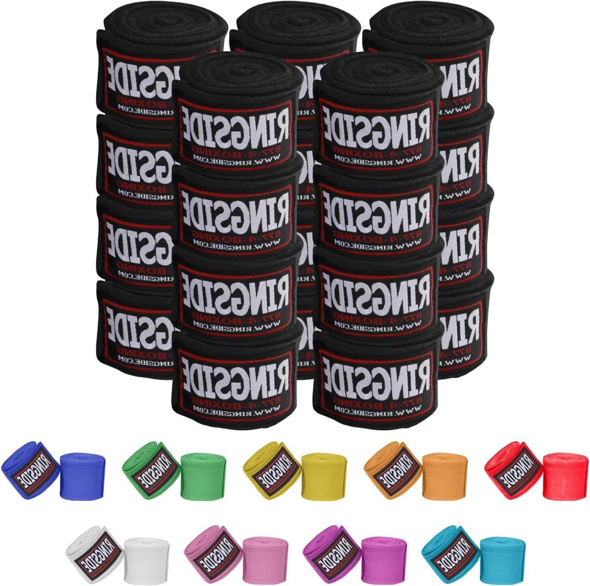 Bokshandschoenen Wraps - Hand Wraps - Boksen Training - 180 Inch Lengte - 10 Paar Pak - Zwart