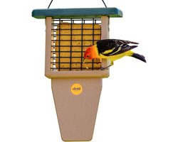 Vogel Voederhuis - Suet Feeder - Vogels Voeren - Gerecycled Poly-Hout - 8"L x 3"B x 12"H - Beige Groen