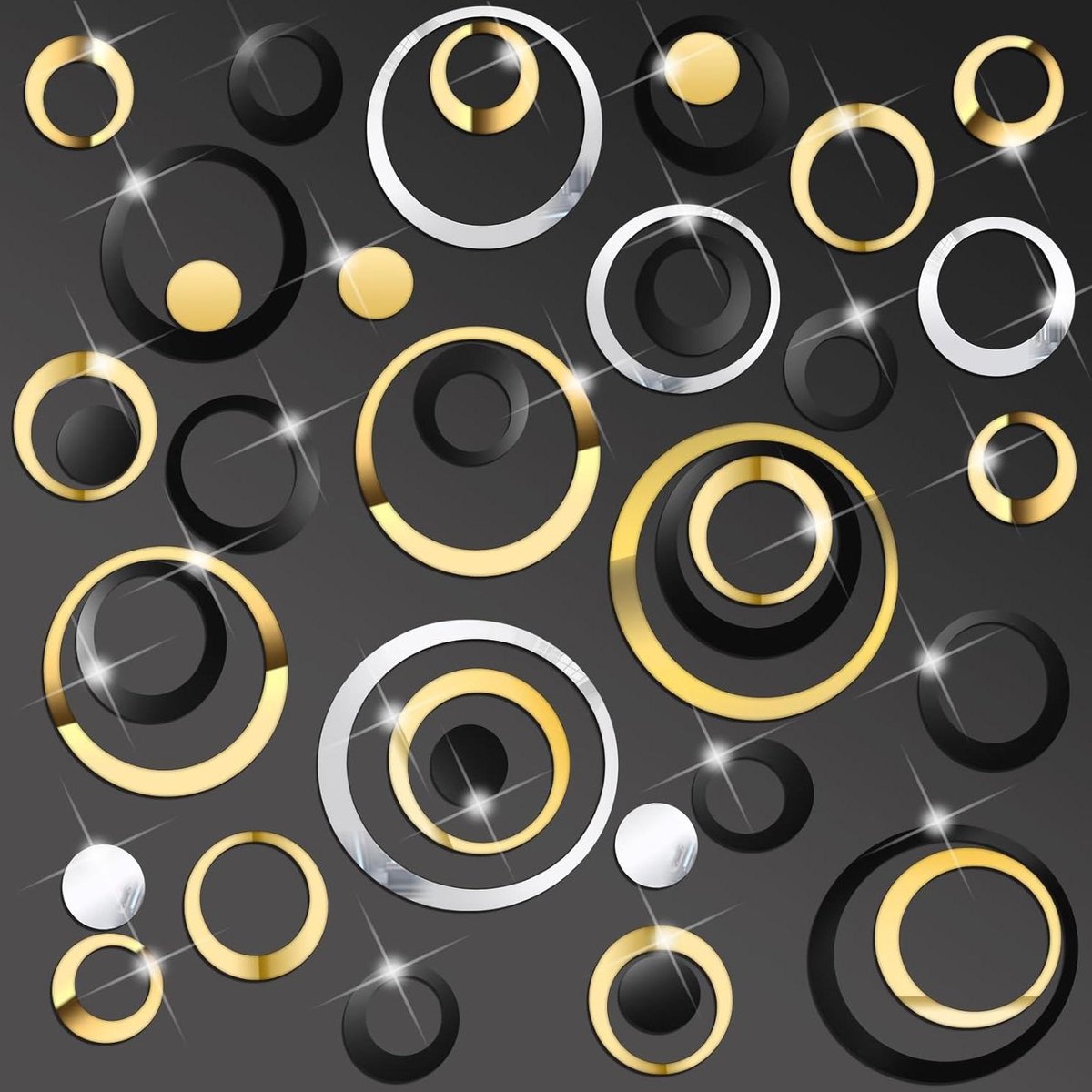Acryl Spiegel Cirkels - Muurstickers Rond - Wanddecoratie - 72 Stuks Diverse Maten - 3 Kle