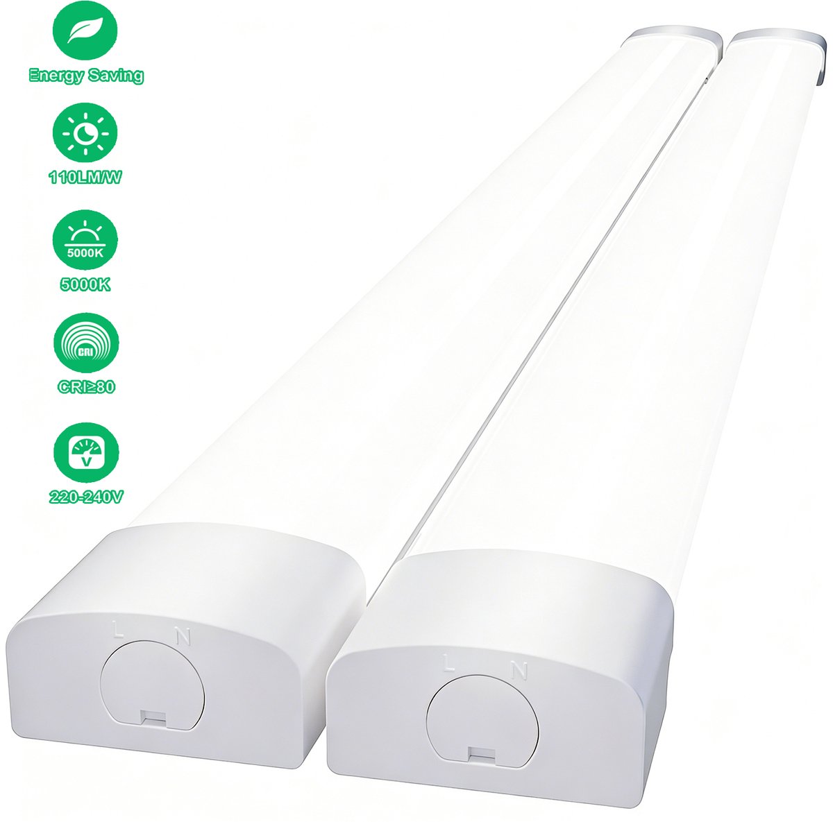 MODLICHT - 2PCS LED Vochtbestendige Armatuur - Led Verlichting met Armatuur 60 cm - 18W 5000K 2000LM - Plafondlamp LED TL Werklamp - Daglicht wit