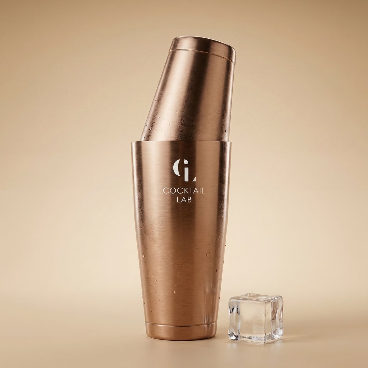 Cocktail Lab Boston Shaker – Cocktail Shaker – Premium 304 RVS – Matte Rosé Goud – Professioneel Lekvrij