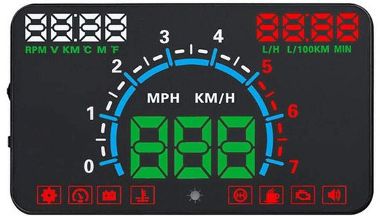 Auto HUD Display - Head Up Projector - Veilig Rijden - 58 Inch HD Scherm - 135x80x15mm - Zwart