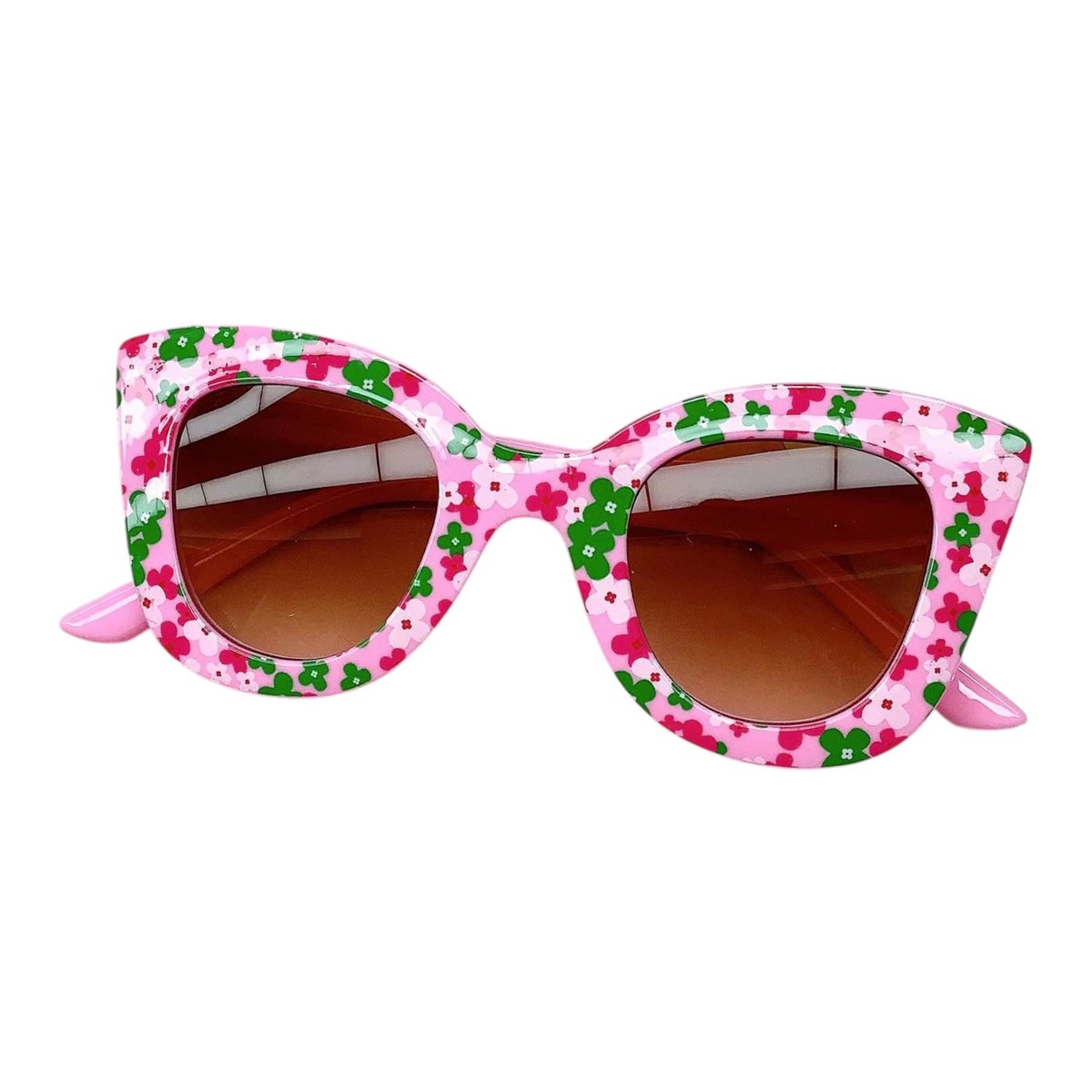 Kinder Zonnebril - Bloem Roze/Groen | Kunststof | Fashion Favorite