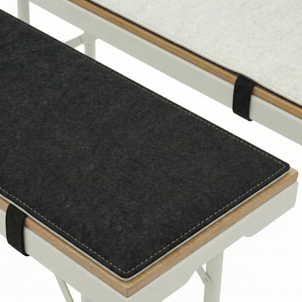 DuneDesign Set van 2 Vilten Bierbank Kussens 180x28cm - Omkeerbaar Tweekleurig - Opvouwbaar Zitkussen 8mm Dik - Zitbekleding Buiten Tuin Feest Oktoberfest Terras