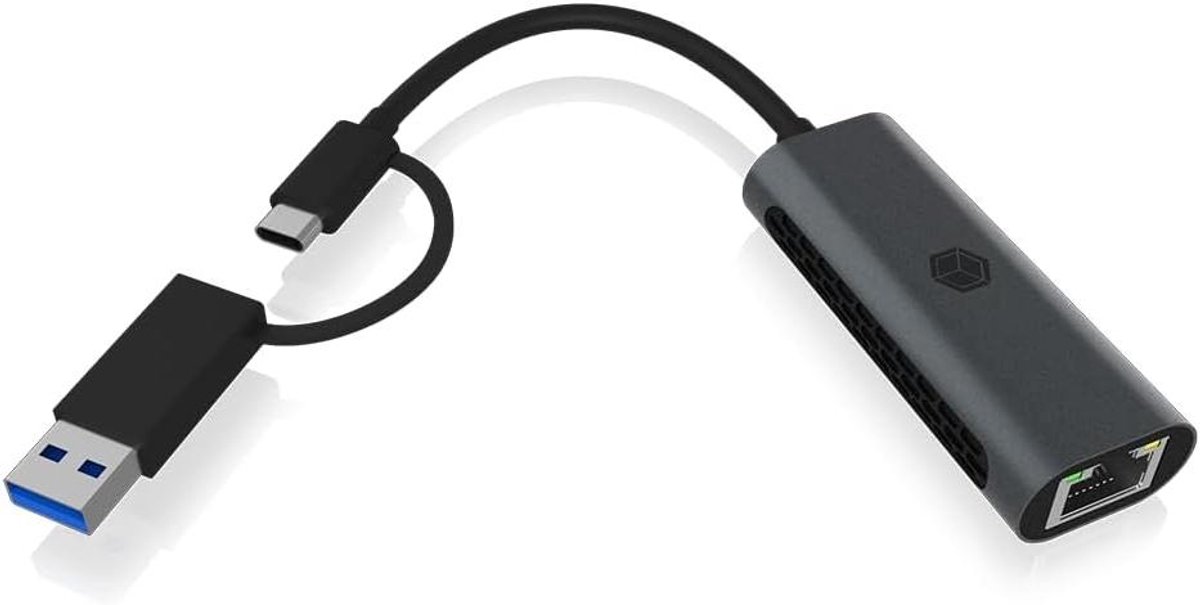 USB naar Ethernet Adapter - Netwerkadapter LAN - Snelle Internetverbinding - 25 Gbit/s Snelheid - Compact Formaat - Zwart