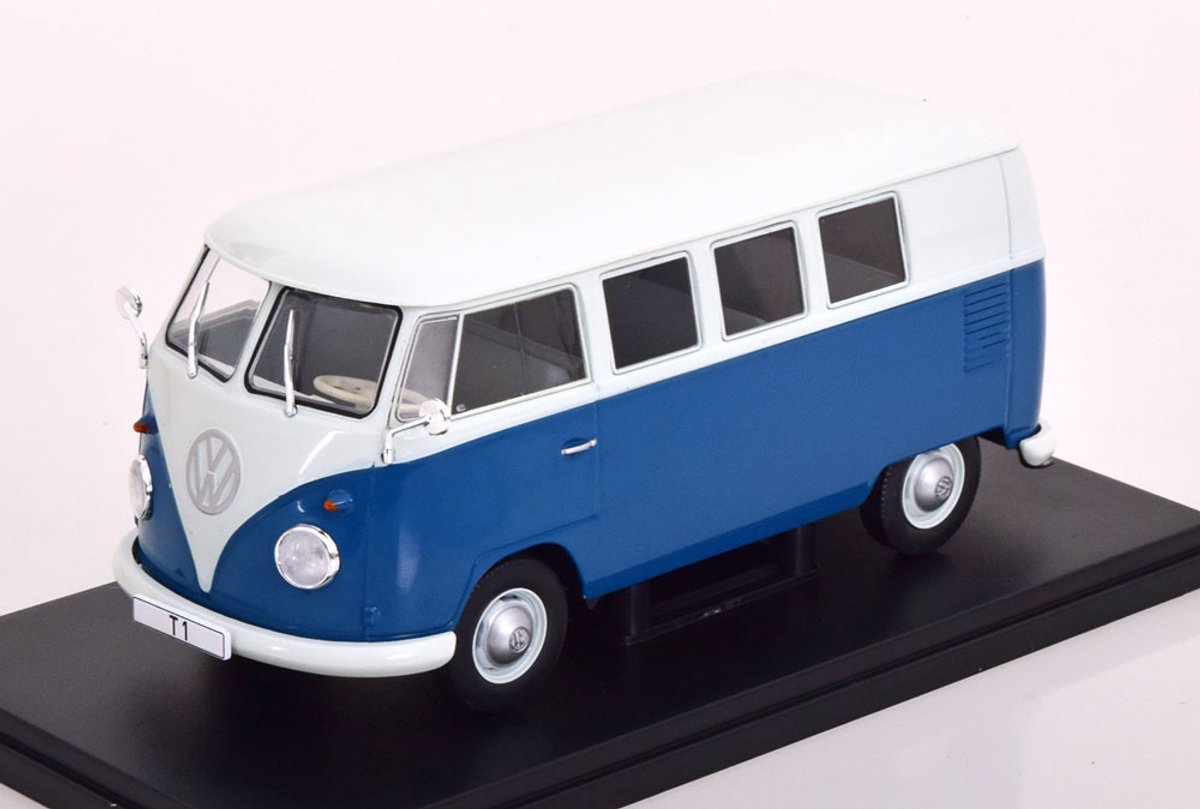 Volkswagen T1 1960 Blauw Wit Modelauto 1/24 Whitebox