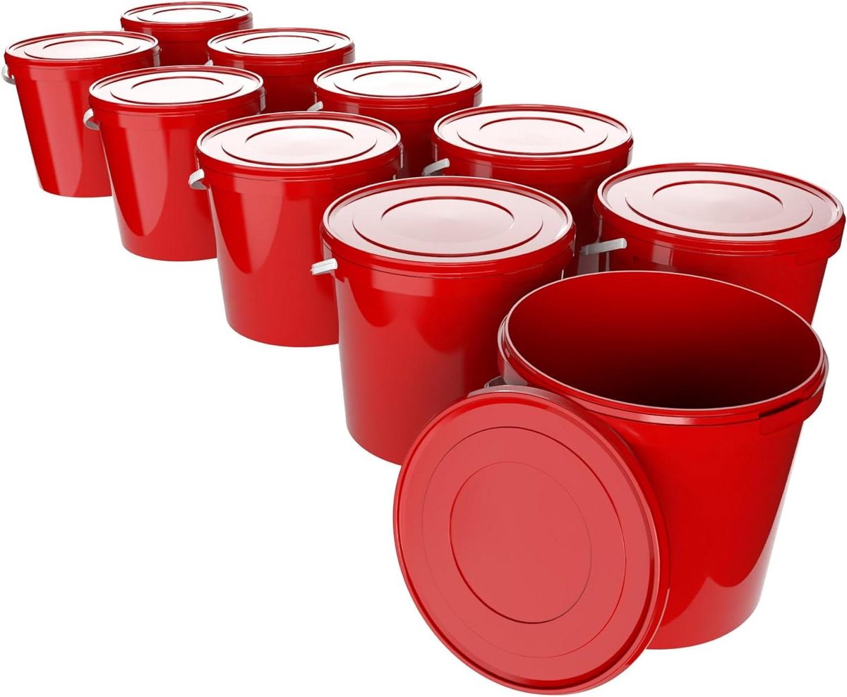 Kunststof Emmer - Bewaar Container - Veilig Opslaan - Luchtdicht Deksel - 10 Liter - Rood