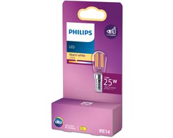 Philips LED lamp - T25 lampvorm - Koelkastlampje met E14 fitting - Warmwit licht: 2700K - 25W - Helder glas