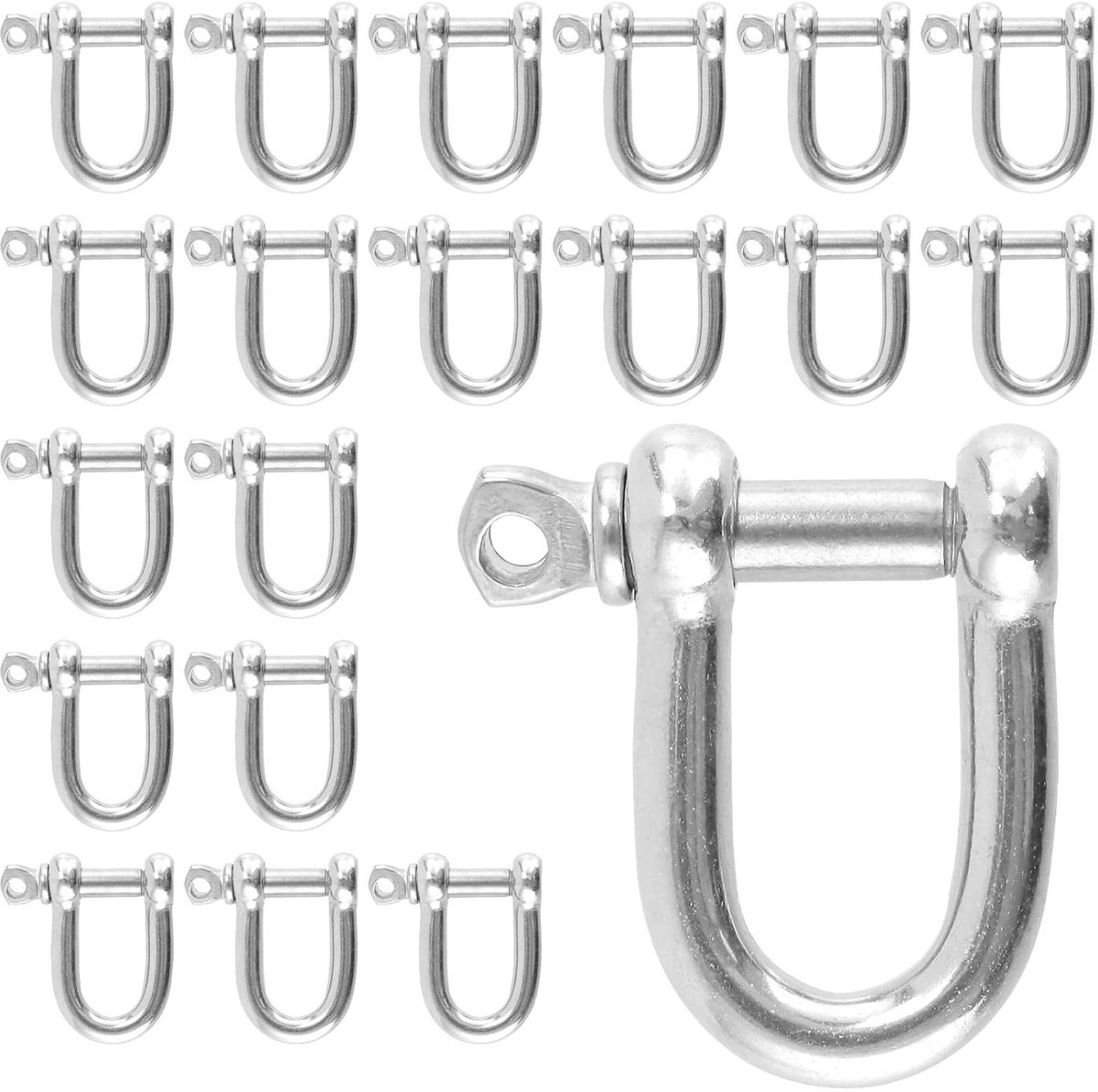 Schakel M6 - D-ring sluiting - Touw bevestiging - Roestvrij staal 304 - 6 mm - Zilver