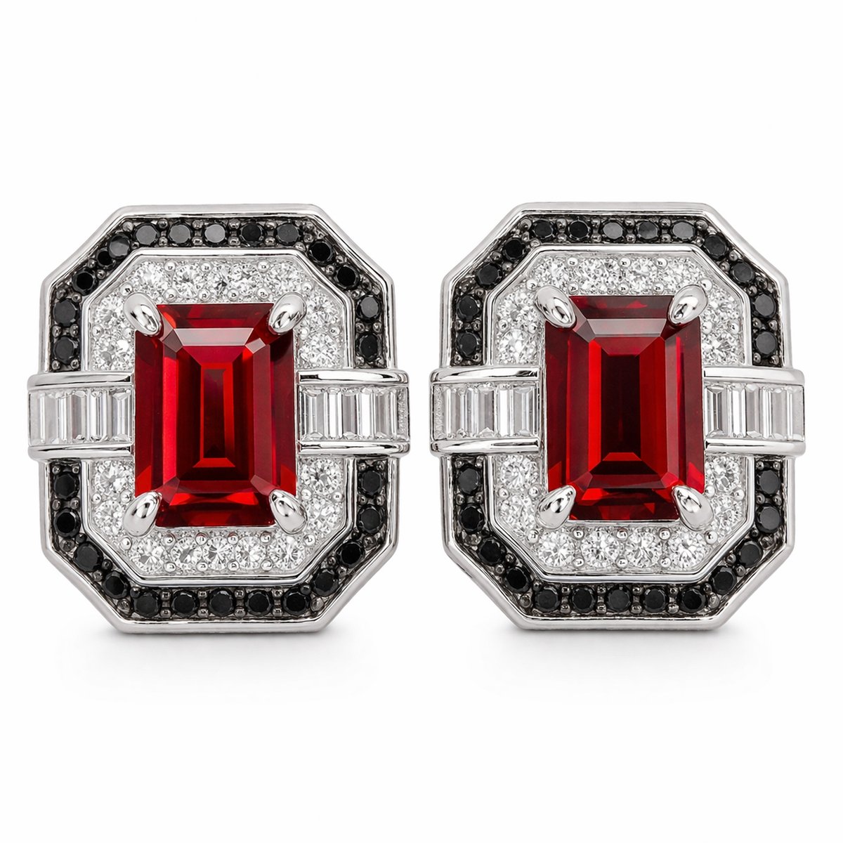 25.64 CT Natuurlijke Granaat Oorstekers met Spinel - 925 Zilver - Rhodium Plated - Rode Edelsteen Oorbellen voor Dames