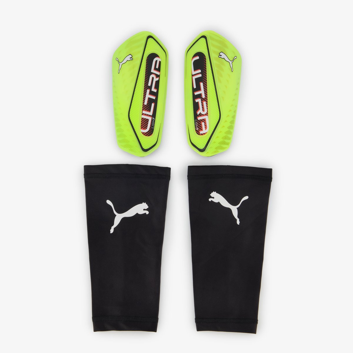 Puma Ultra light Sleeve scheenbeschermers geel zwart - Maat S