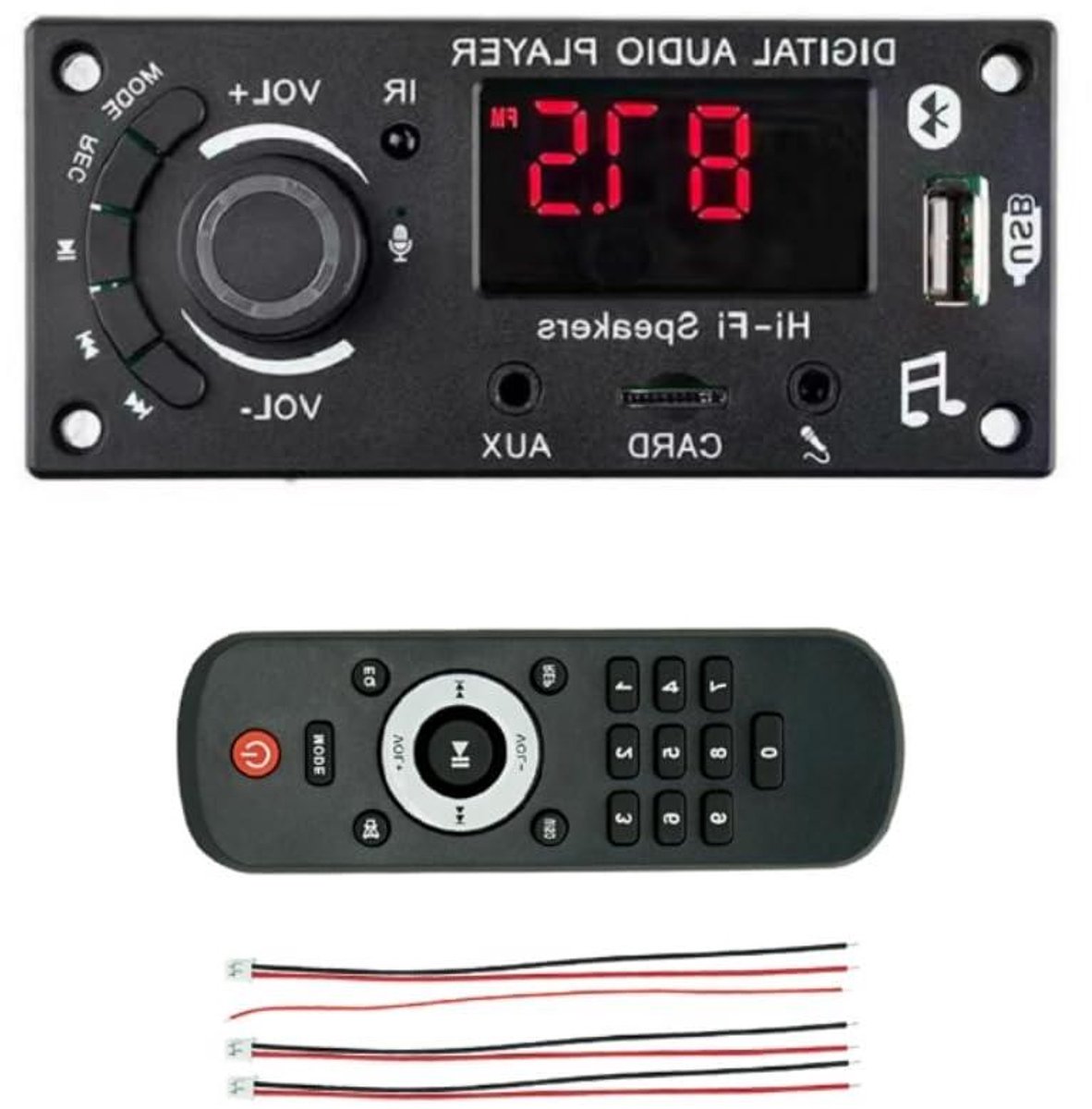 Audio Versterker Module - Bluetooth Decoder - Muziek Afspelen - Opname Functie - 100W - Zwart