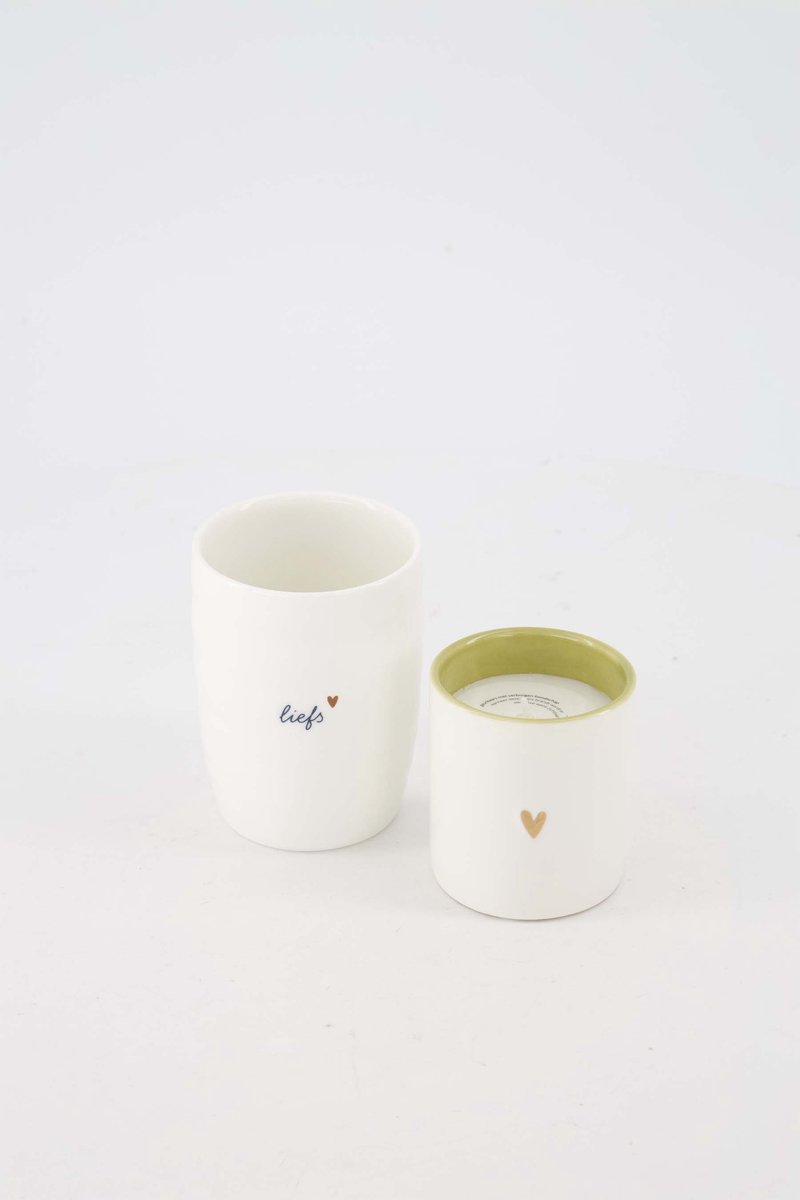 Zusss Set Van Een Koffiemok Liefs Met En Geurkaars Keramiek Voor Altijd In Mijn Hart Keramiek / Paraffine White / Brown