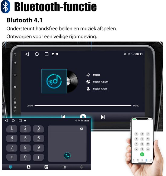 ESSGOO 1DIN Autoradio 360° draaibaar scherm - Android 15 - 4+64G - Draadloos Carplay & Andriod Auto - Bluetooth - GPS-navigatiesystem - 12LED Achteruitrijcamera - Microfoon - Wifi Bluetooth - DAB+