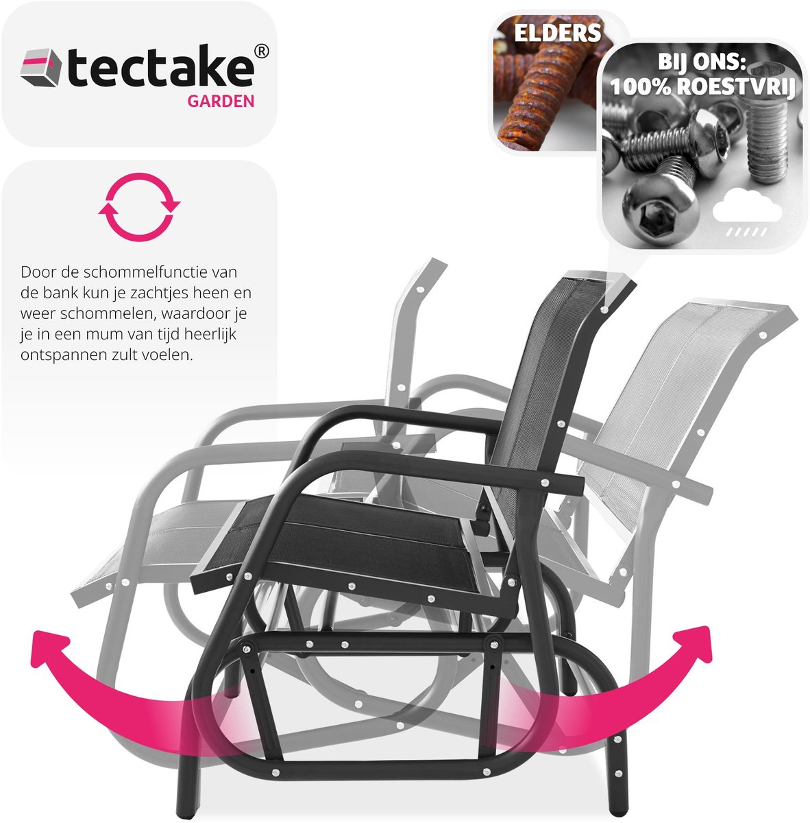 tectake tectake Outdoor Schommelbank - afbeelding 3