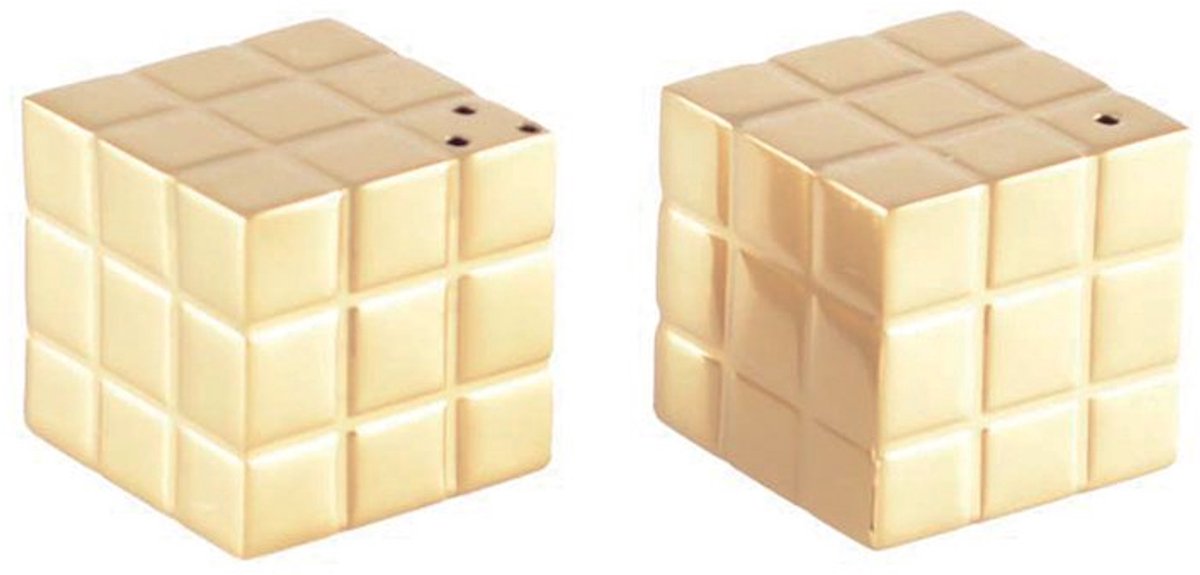AULICA - Zout en peper set - rubik's kubus - goud - 3x3x3cm