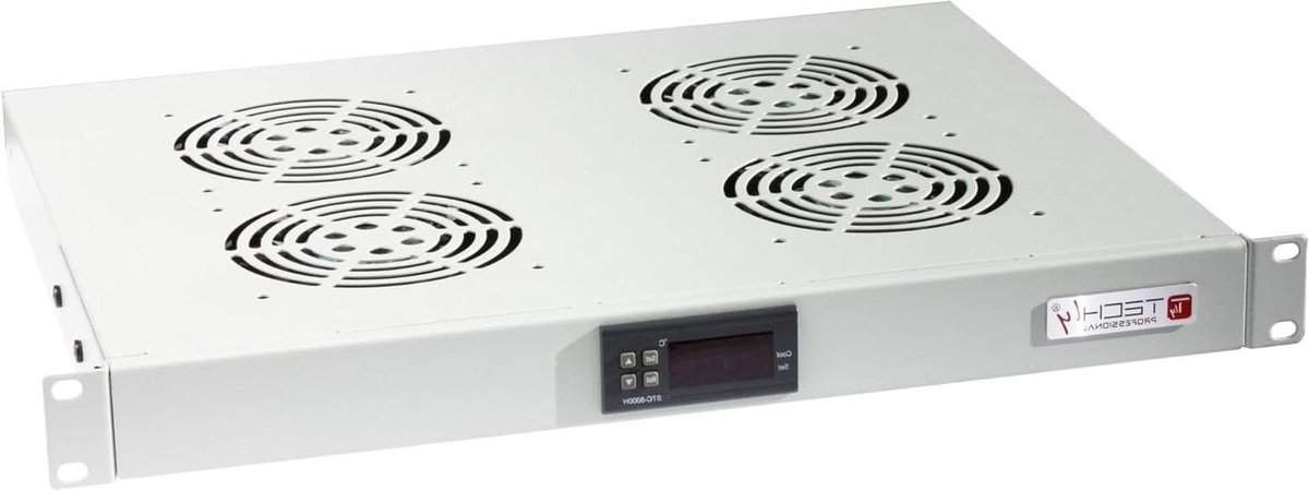 Ventilator Unit - Rack Ventilatie - Server Koeling - Met Thermostaat - 1U Hoog - Grijs