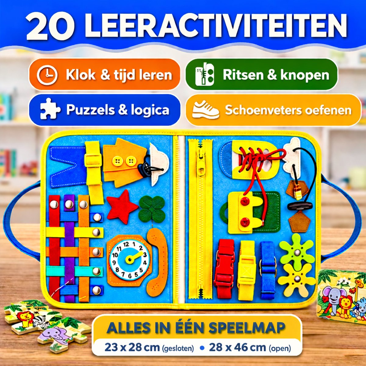 Joyage Montessori Activiteitenboek - Busy Board Montessori Speelgoed Boek - Sensorisch speelgoed 3 jaar Educatief speelgoed voor in de auto onderweg - Peuter speelgoed jongens speelgoed Meisjes speelgoed 2 jaar Kinderspeelgoed 1 jaar activiteitenbord — afbeelding 3