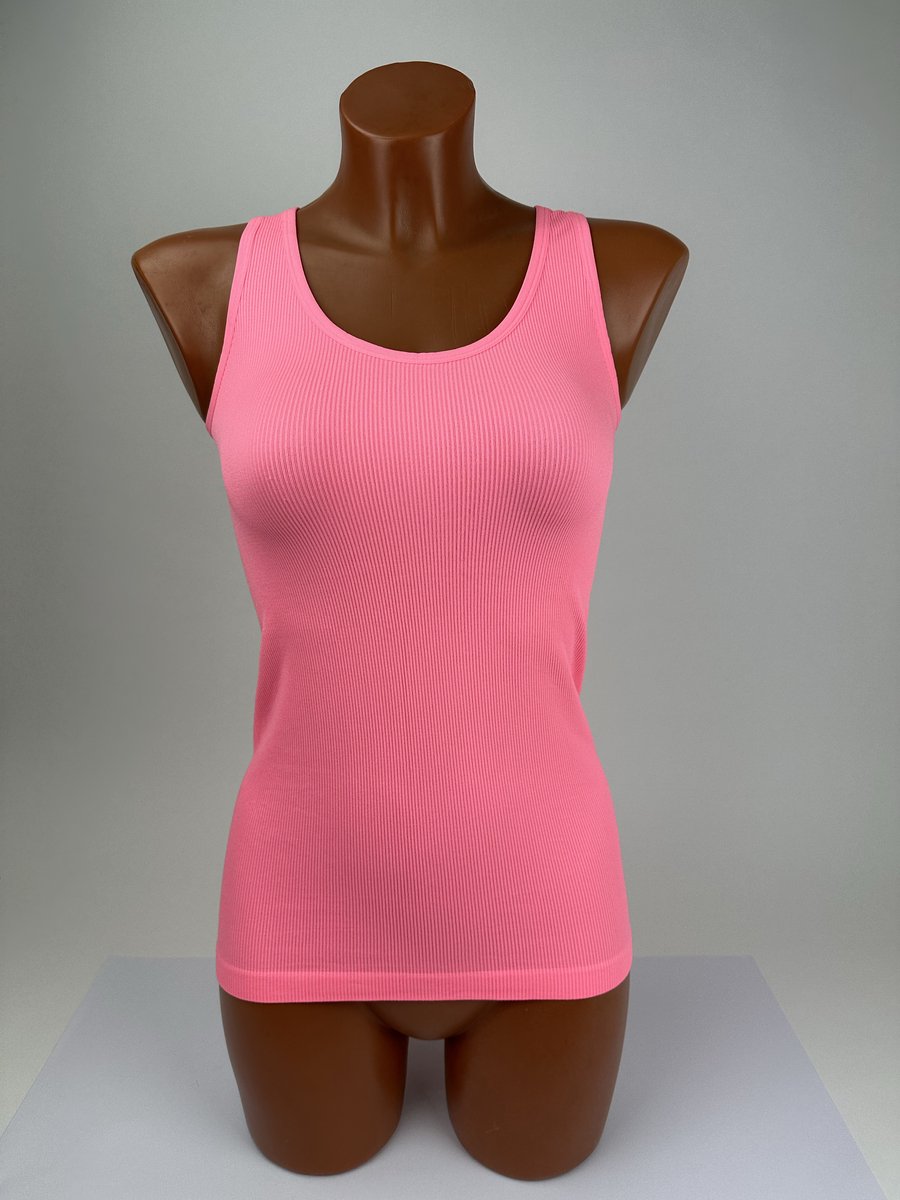 Marco Rossi - Dameshemd - Onderhemd - Dames Sporthemden - Tanktop - Brede Band - Singlet - Neon lichtroze - 36/38 - Maat S/M