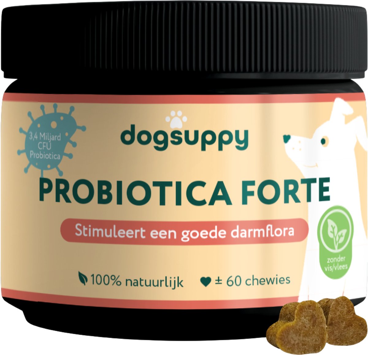 Bol.com Probiotica Forte - Zonder vlees - 100% Natuurlijk - 60 heerlijke snoepjes - Ondersteunt Darmflora & Spijsvertering van j... aanbieding