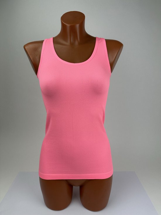 Marco Rossi - Dameshemd - Onderhemd - Dames Sporthemden - Tanktop - Brede Band - Singlet - Neon lichtroze - Maat 40/42 - L/XL