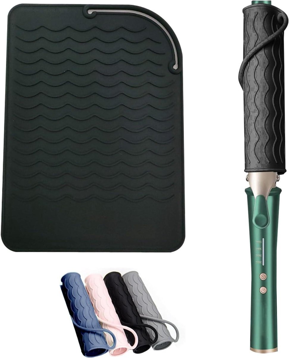 Hittebestendige Mat - Styling Tool Mat - Oppervlakte Bescherming - Antislip Gestructureerd Oppervlak - 23.5 x 17.5 cm - Zwart