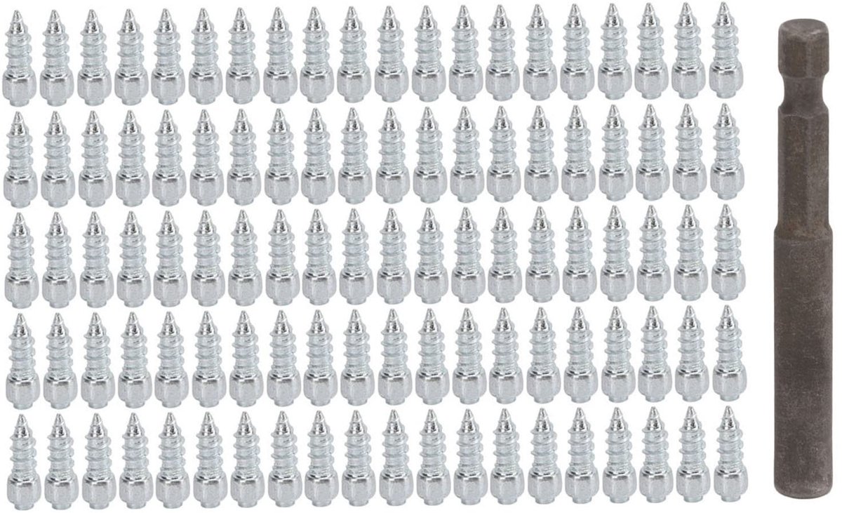 100 Stuks Snow Tire Studs - Stalen Antislip Banden Spikes voor Auto, Motor en Fiets