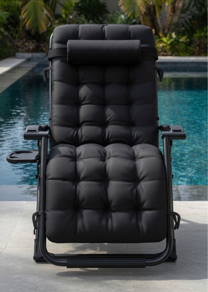 Set van 2 Luxe Opvouwbare Ligstoelen met Kussen en Beschermhoes – Extra Brede Zonnebedden 72 cm – Ergonomische Tuinstoelen voor Tuin, Balkon, Patio & Zwembad – MedahomeStore