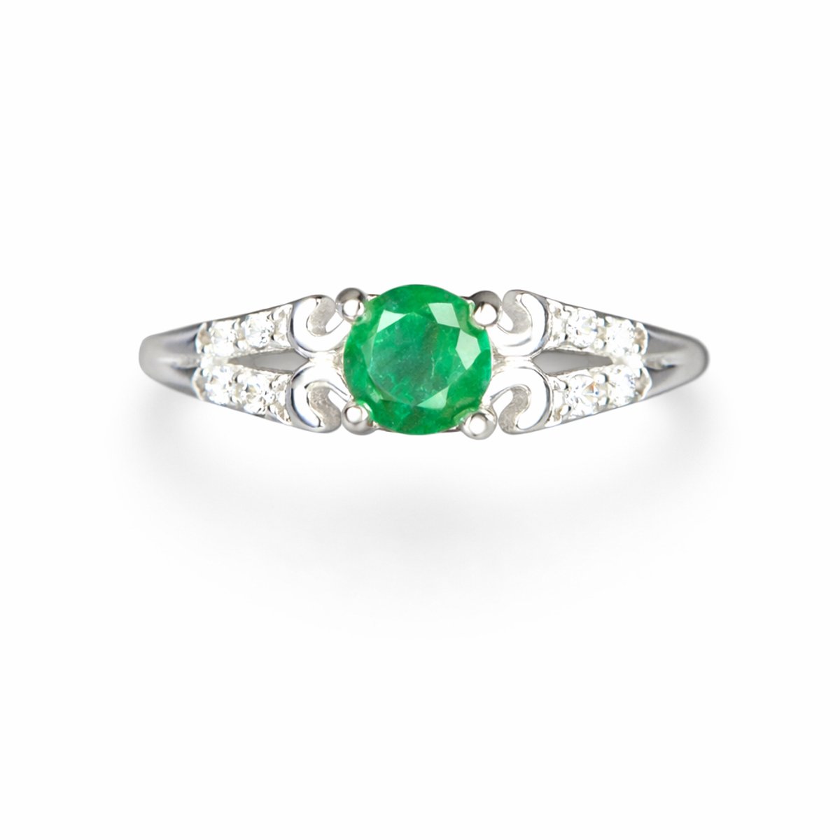 925 Sterling Zilveren Ring met Groene Smaragdlook Steen - Art Deco Damesring - Ringmaat 7 - Elegant Cadeau voor Haar