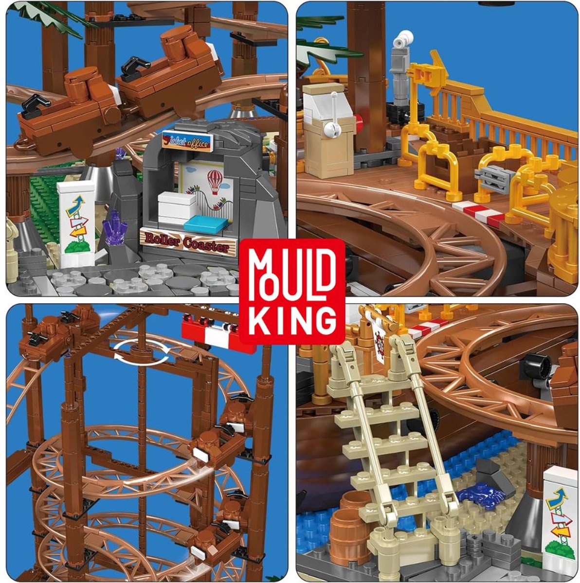 Mould King 11013 Double Helix achtbaan bouwset | Kermis architecture ideas modelbouw | Technische creator classic speelgoed bouwpakketten voor volwassenen & kinderen | Expert icons muziekdoos | Motor niet geschikt voor Lego technic | 2174 bouwstenen — afbeelding 12