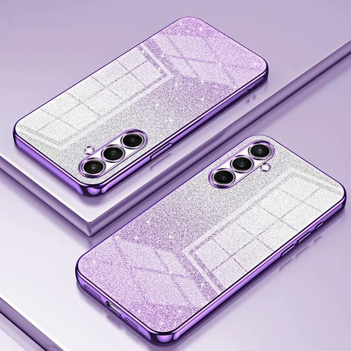 Hoesje geschikt voor Samsung Galaxy S25 FE - Phonesta Crystal Sparkle Glitter Silicone Back Cover - Paars