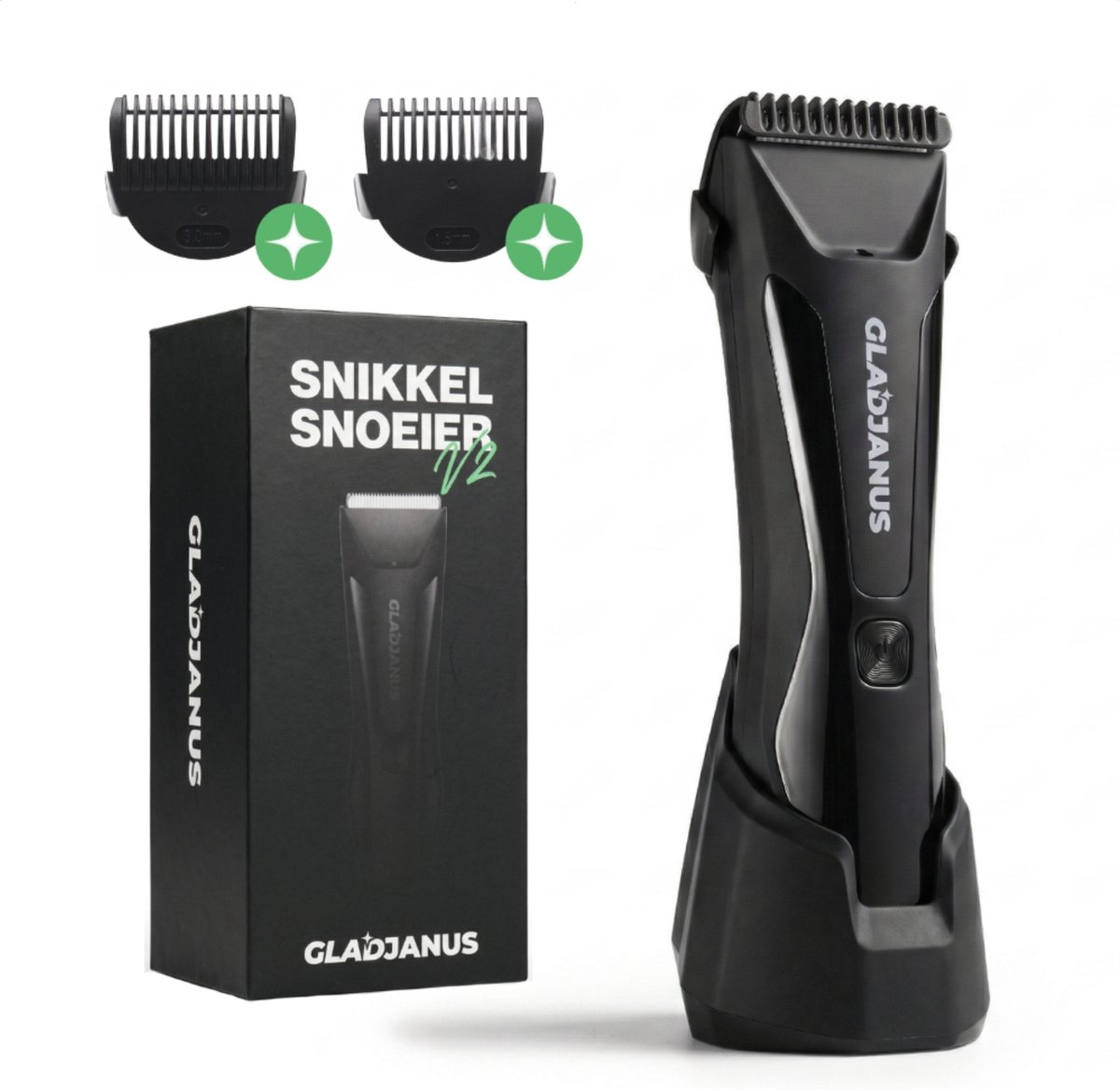 Gladjanus SnikkelSnoeier V2 Bodygroomer Mannen - IPX7 Waterdichte Body Trimmer Heren - Schaamhaar Trimmer Mannen - Scheerapparaat mannen schaamstreek - Oplaadbaar