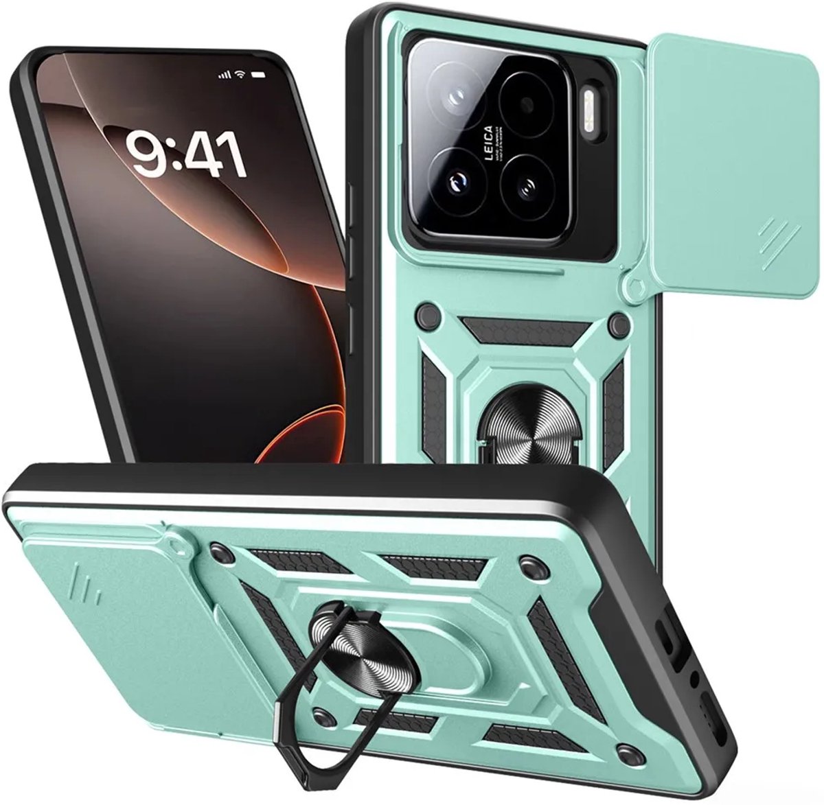 Hoesje geschikt voor Xiaomi 15 - Phonesta CamShield Back Cover met Camera Slider - Groen